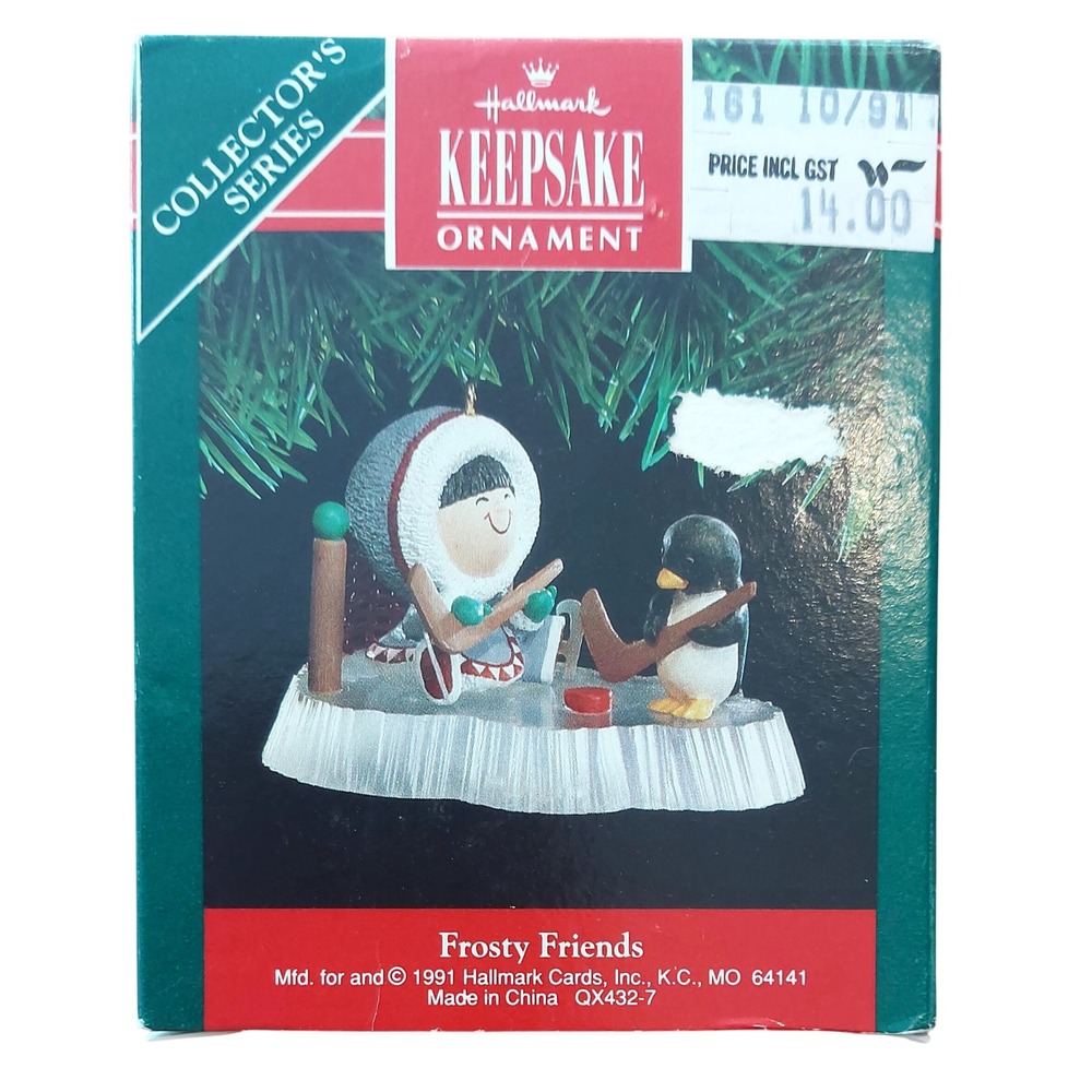Vintage 1991 Hallmark Keepsake Ornament Frosty Friends 12th in Series Ice Hockey